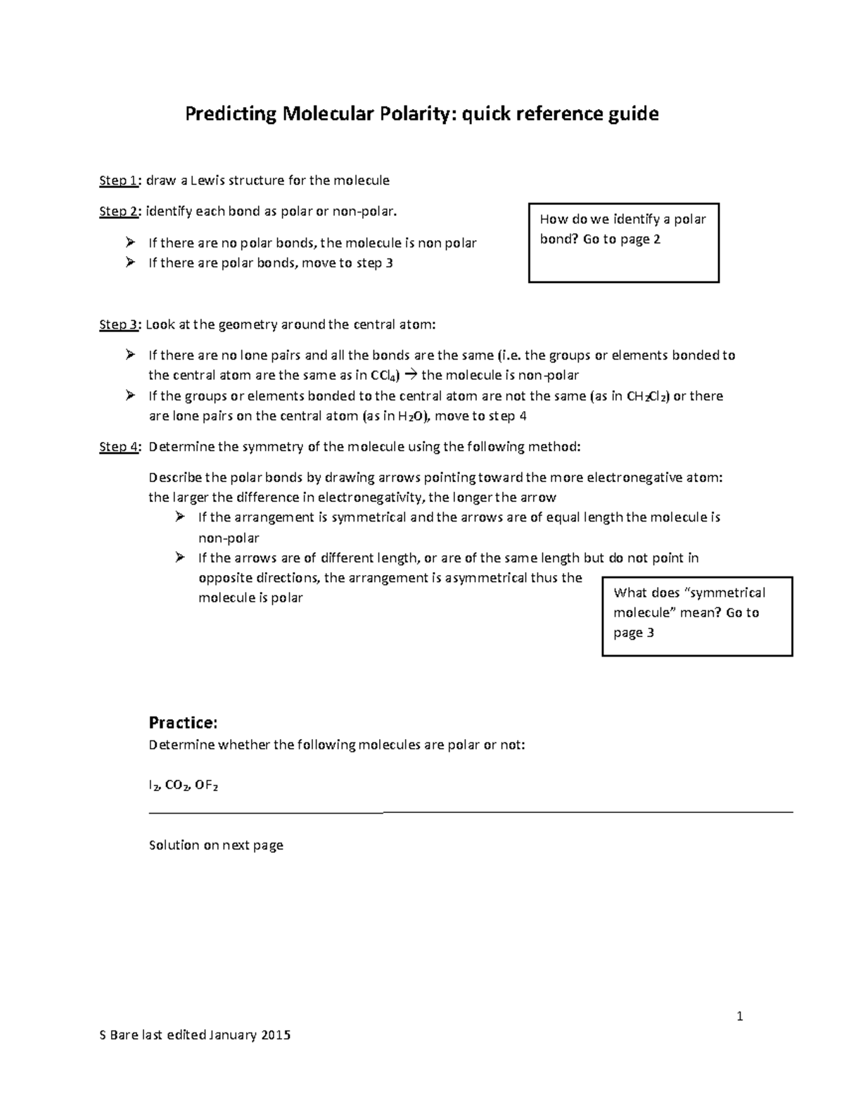 molecules chart 1 S Bare last edited January 2015 Predicting