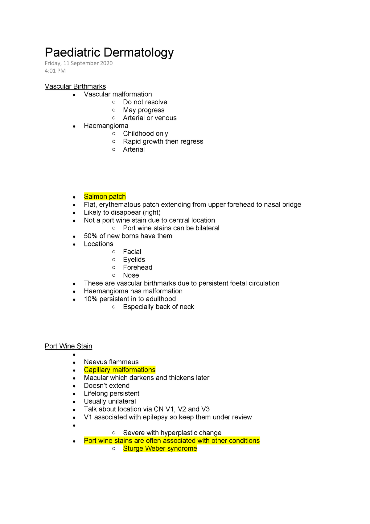 Dermatology Notes Paediatric Dermatology Paediatric Dermatology Friday 11 September 2020 4 