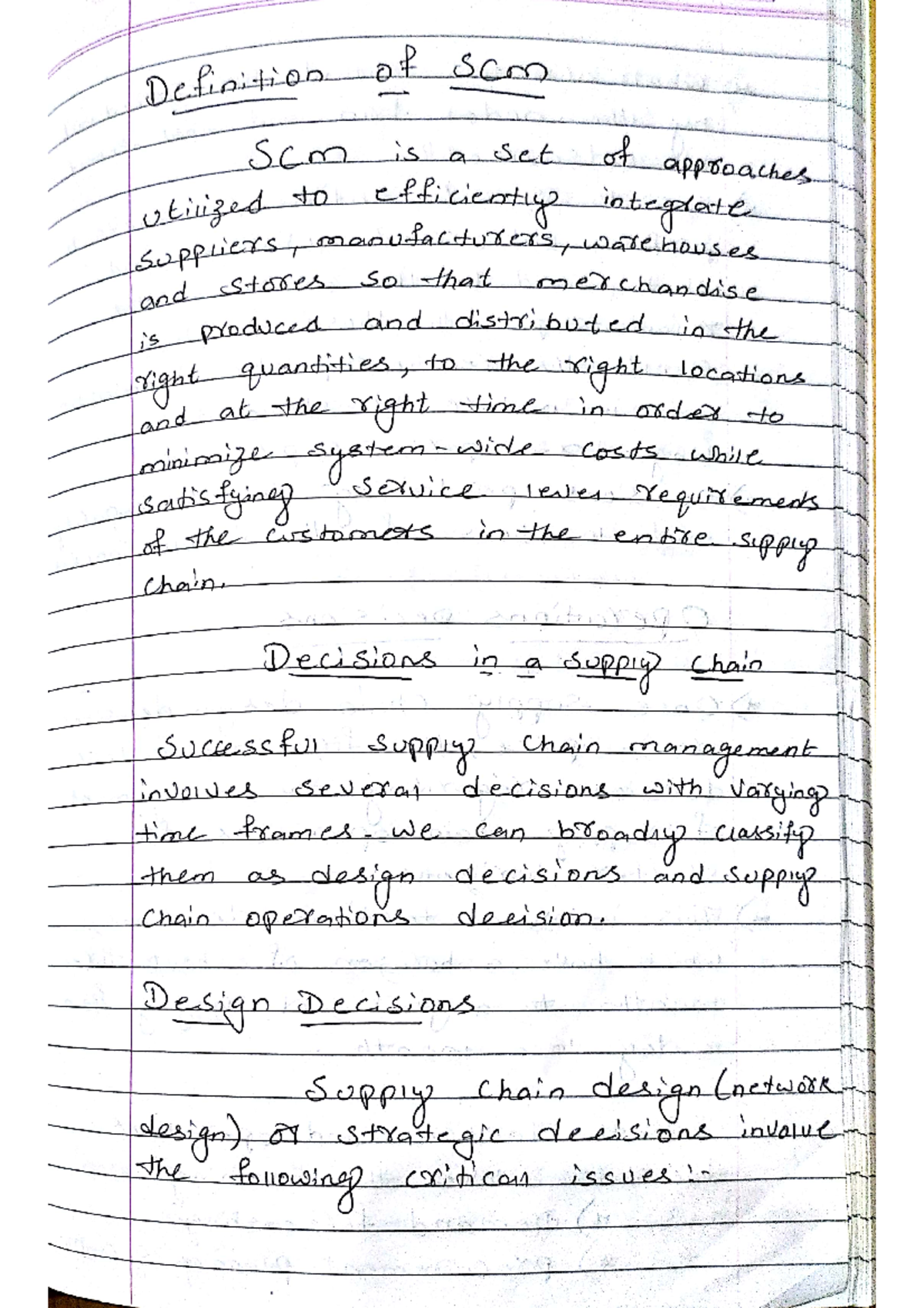 SCM module 1 notes - supply chain management - Water Supply and Waste ...
