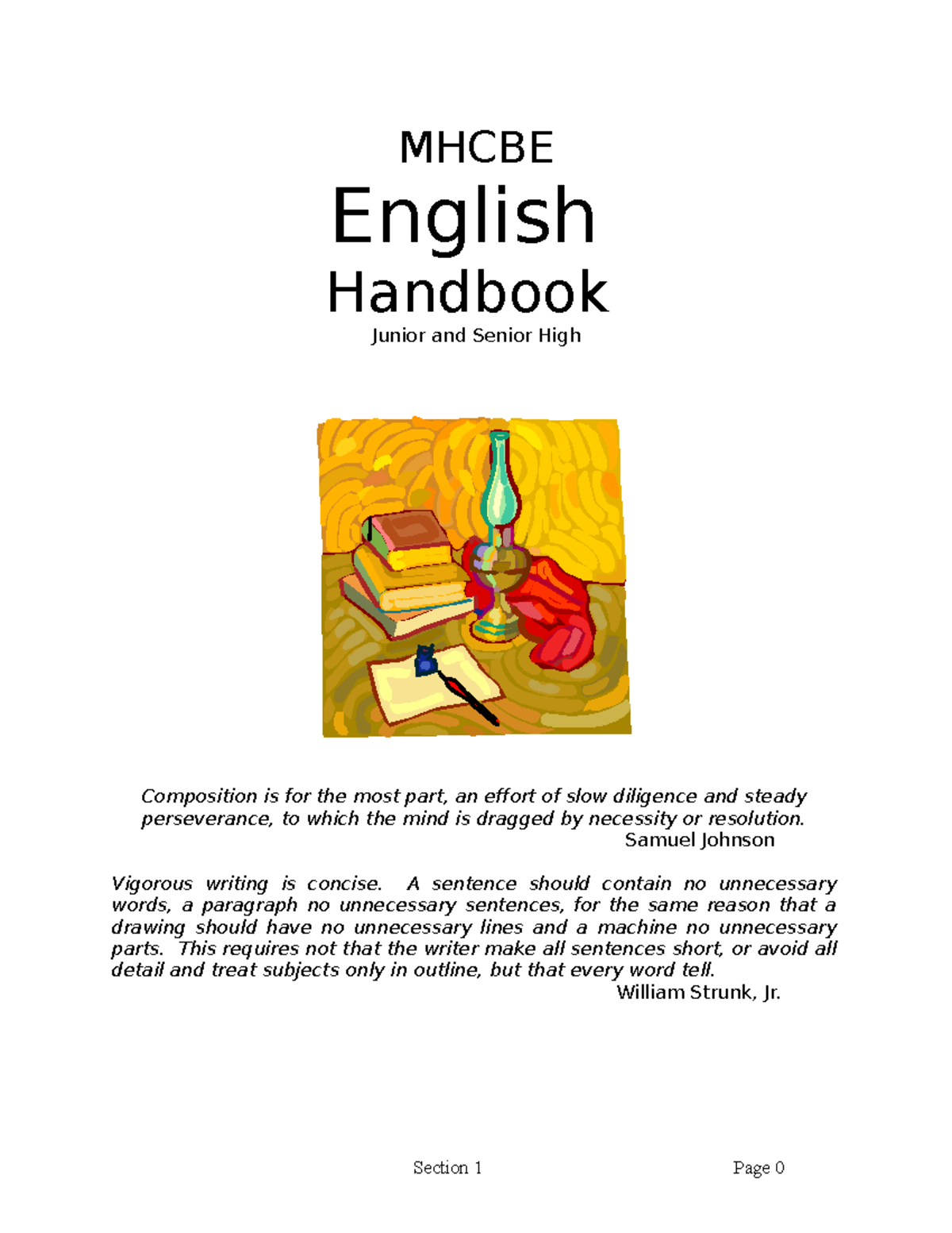 Section 1 Literary Terms Style Section - MHCBE English Handbook Junior ...