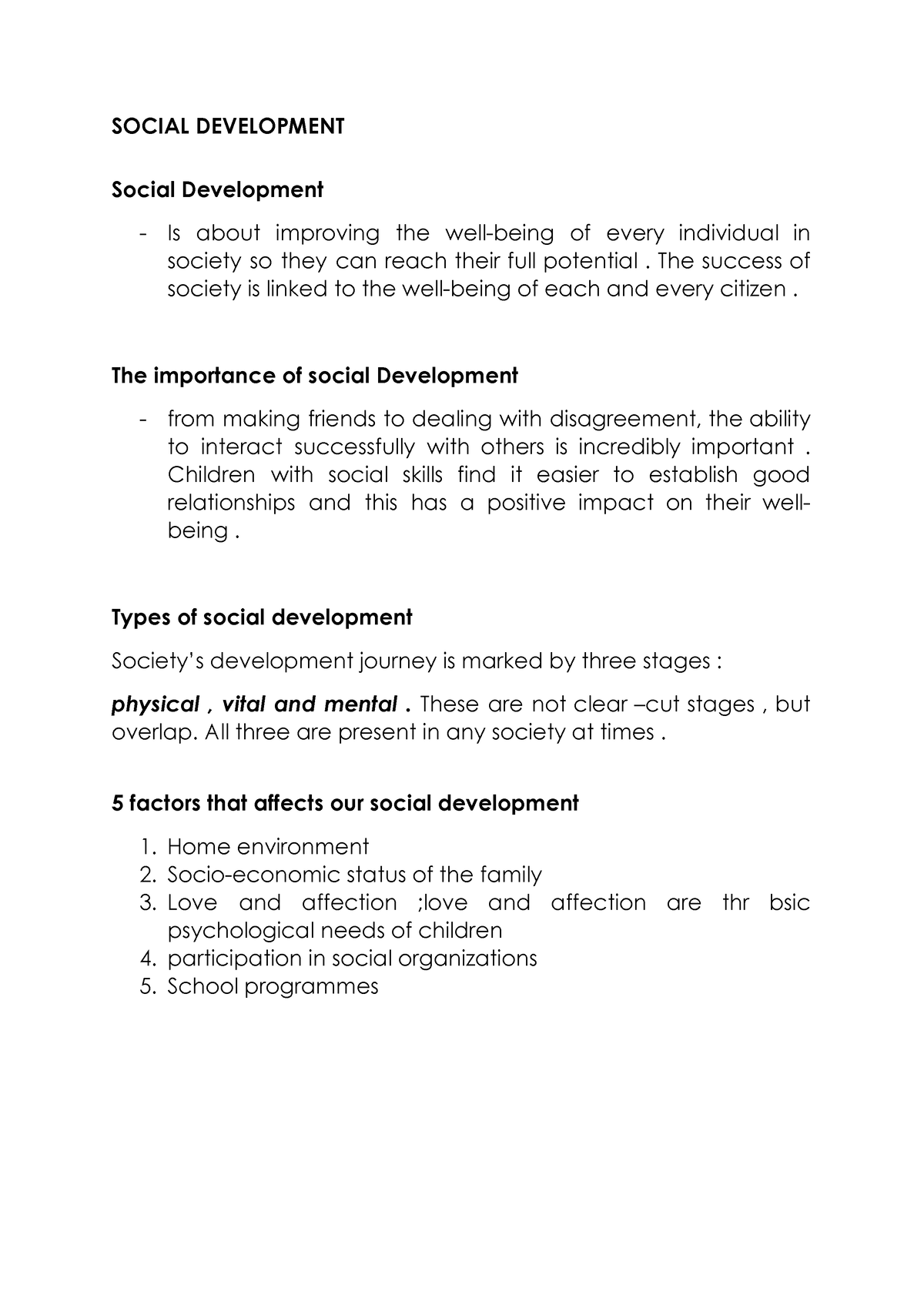 social development research paper