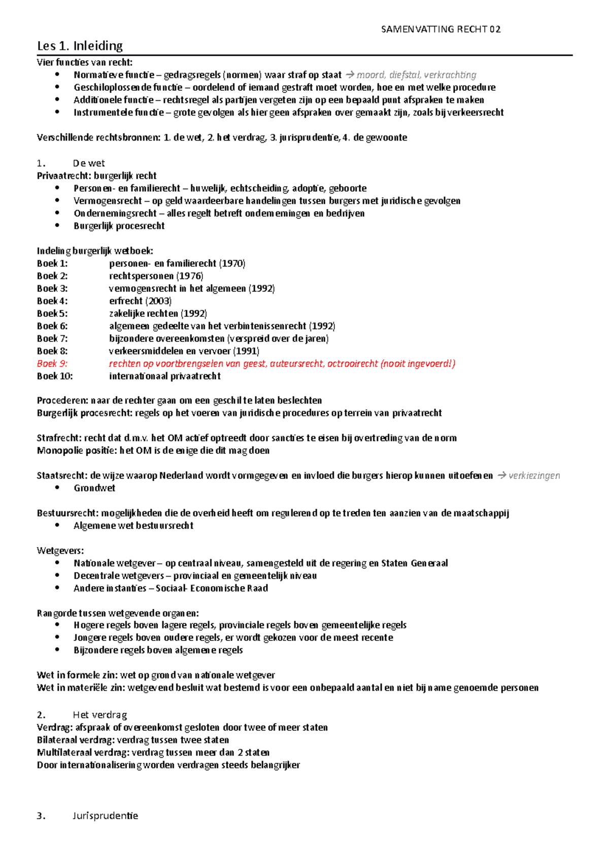 Samenvatting Rechten Bec 02 Samenvatting - College 1-8 - SAMENVATTING ...