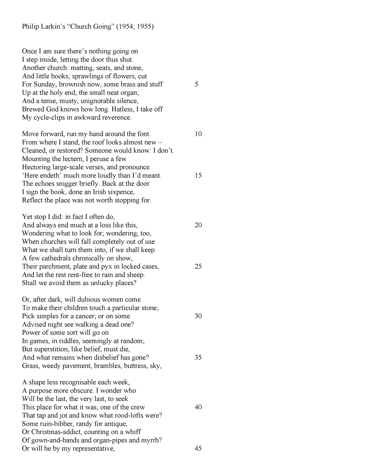 Church Going Poem - Poem - Philip Larkin’s “church Going” (1954; 1955 