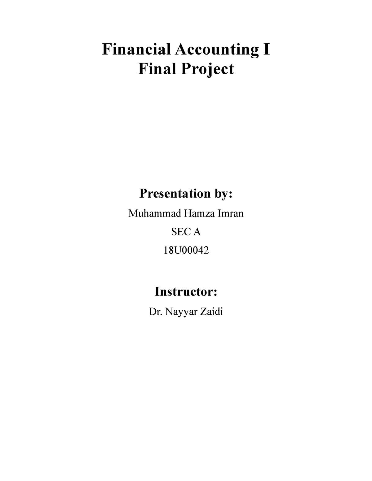 FA1 Ibraheem Sec E - Lecture Notes 4 - Financial Accounting I Final ...