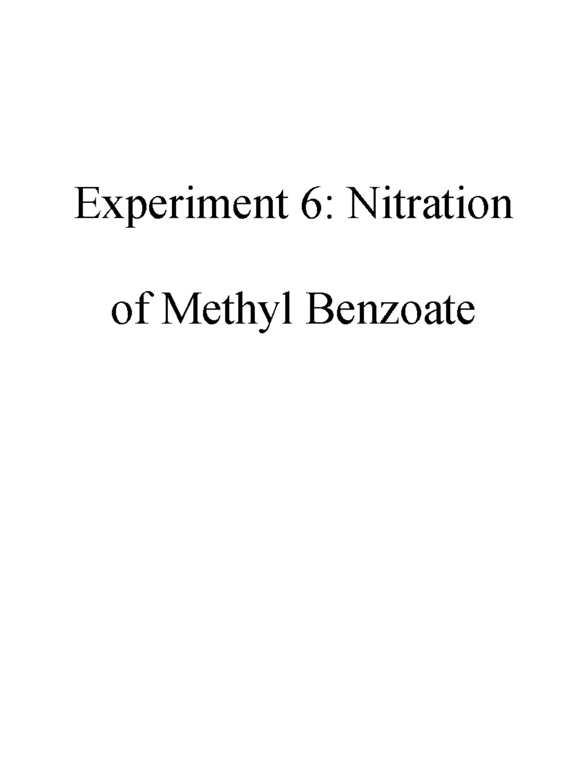 experiment 6 nitration of methyl benzoate