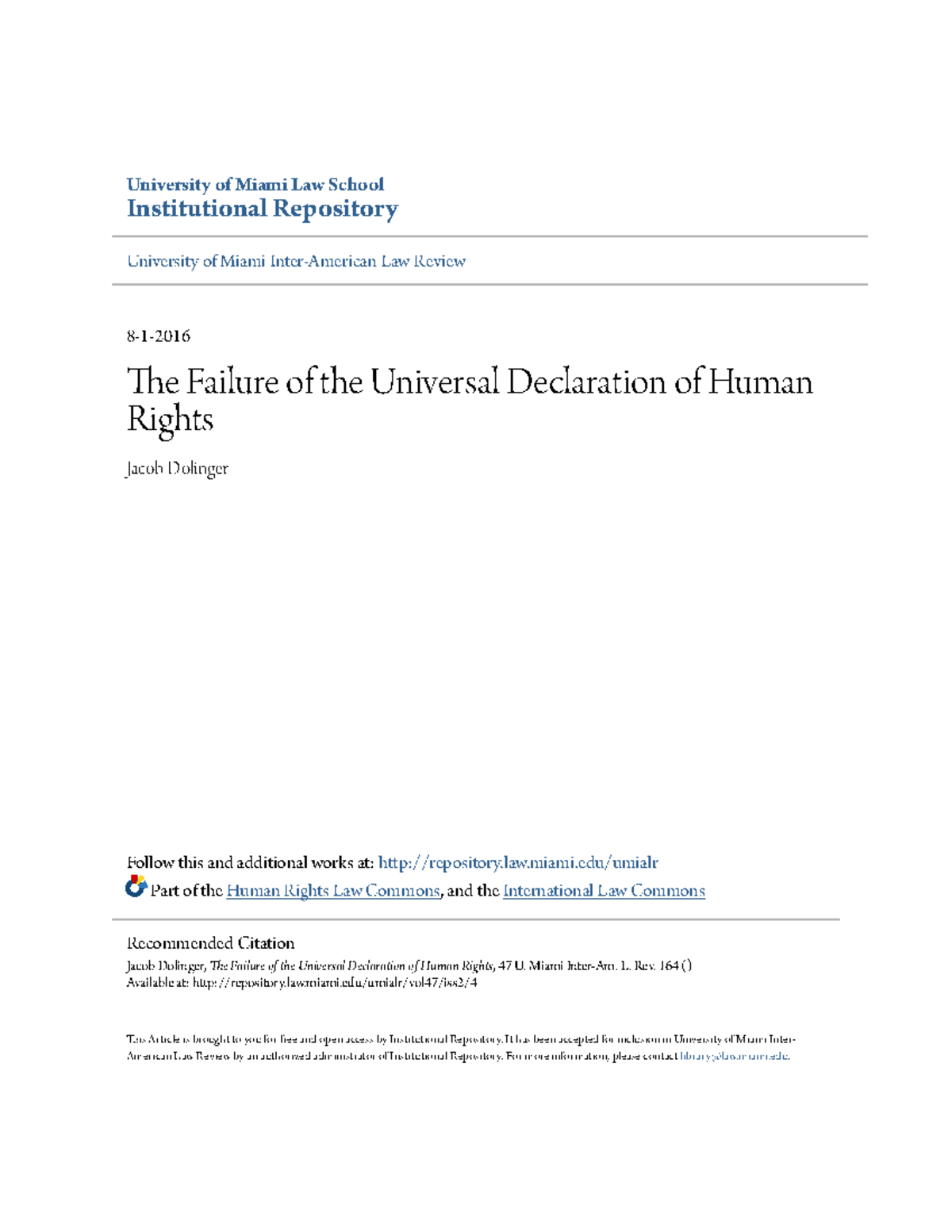 The Failure of the Universal Declaration of Human Rights - University ...