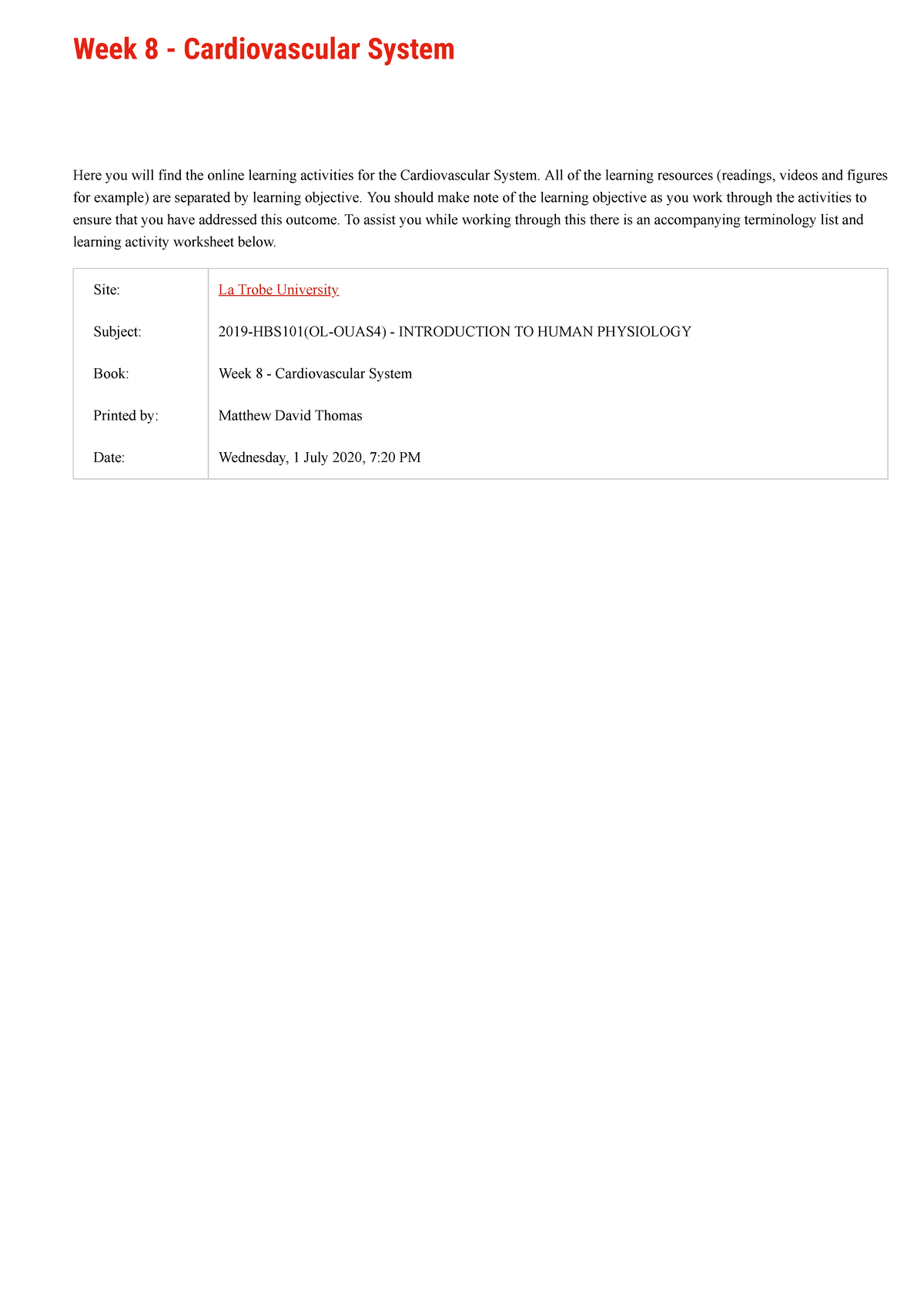 Week 8 - Cardiovascular System - Week 8 - Cardiovascular System Here ...