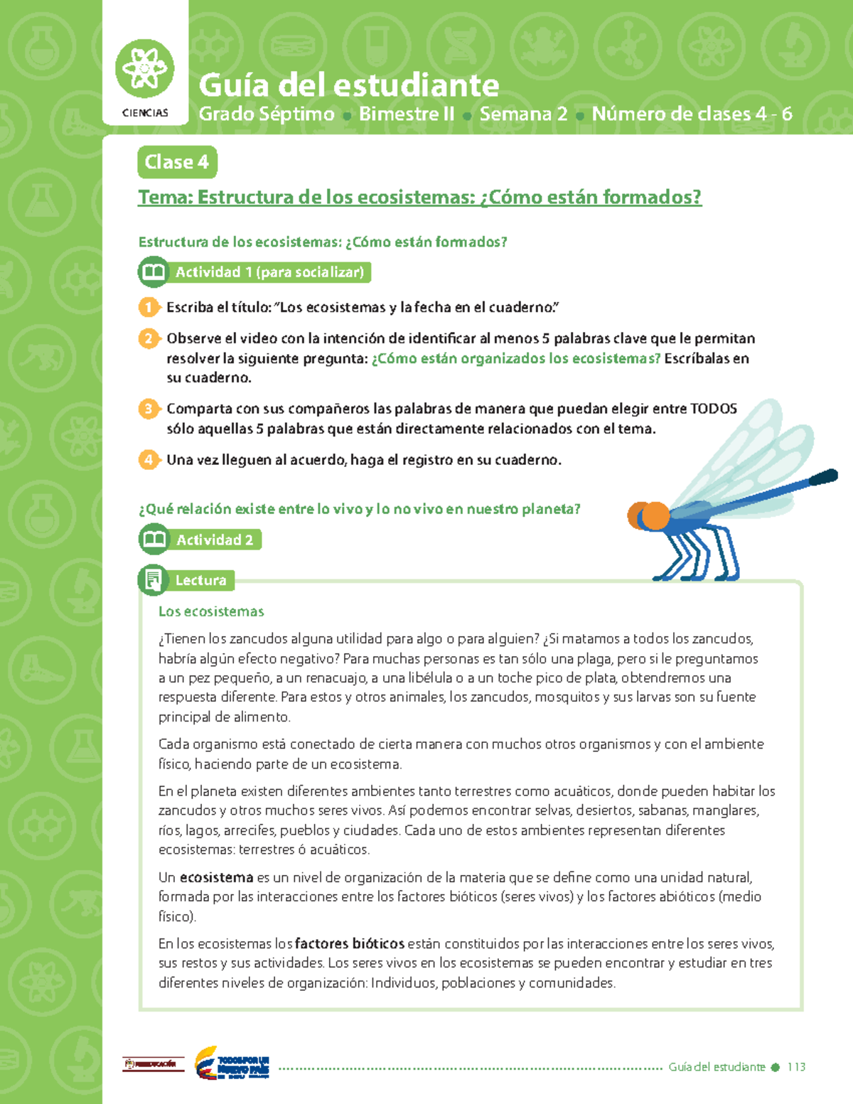 Ecosistemas PREGUNTAS TIPO ICFES CIENCIAS Grado Séptimo Bimestre II