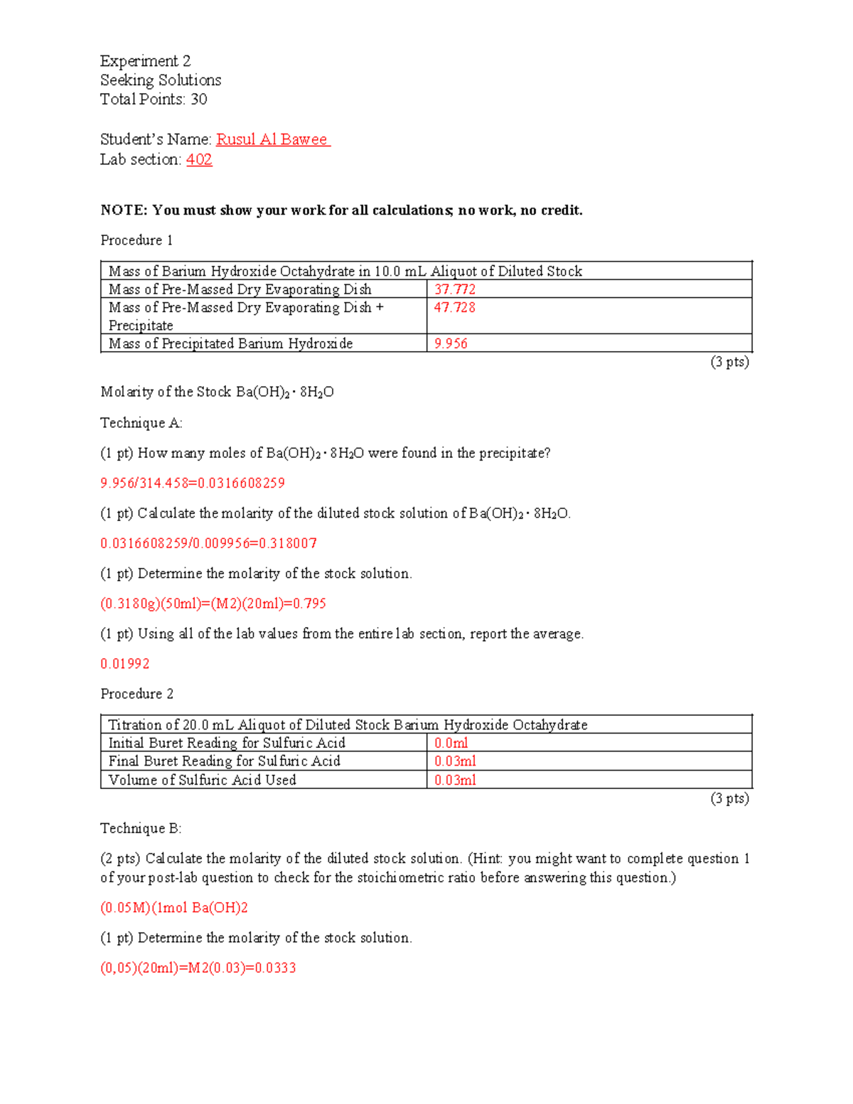 CHEM 110L - Experiment 2 Seeking Solutions - Experiment 2 Seeking ...