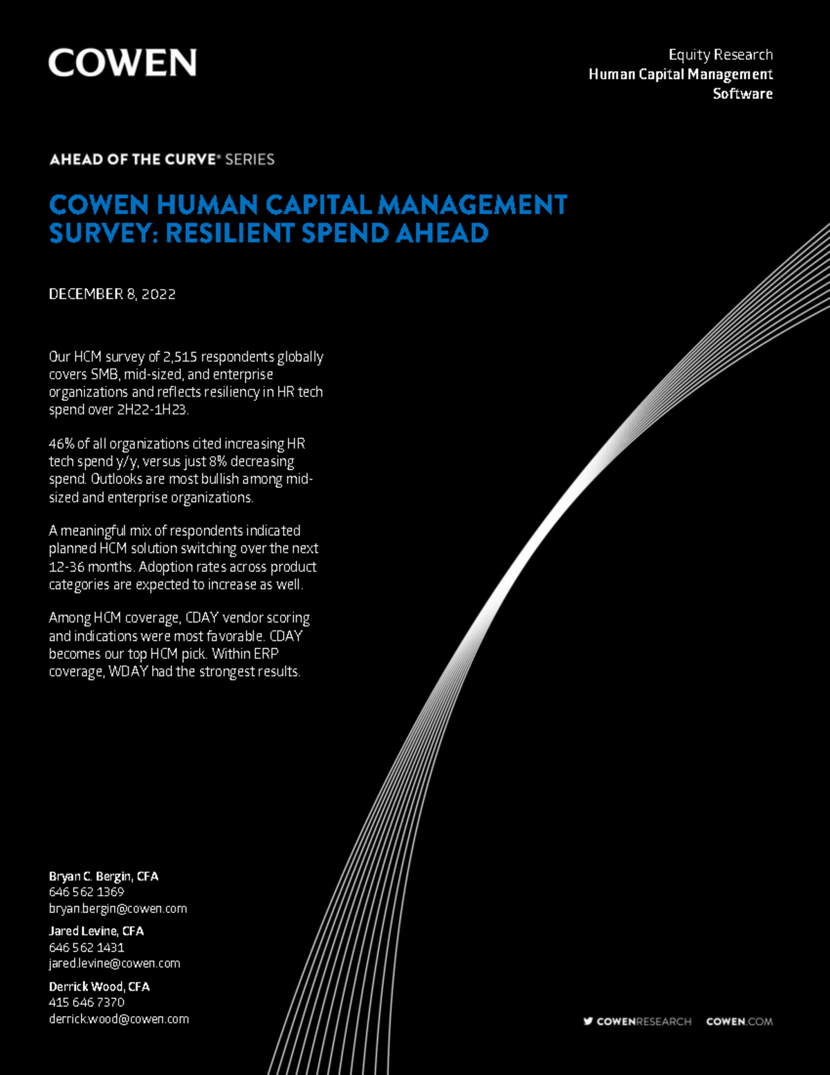 Cowen Human Capital Management Survey Resiliency Evident \ Equity