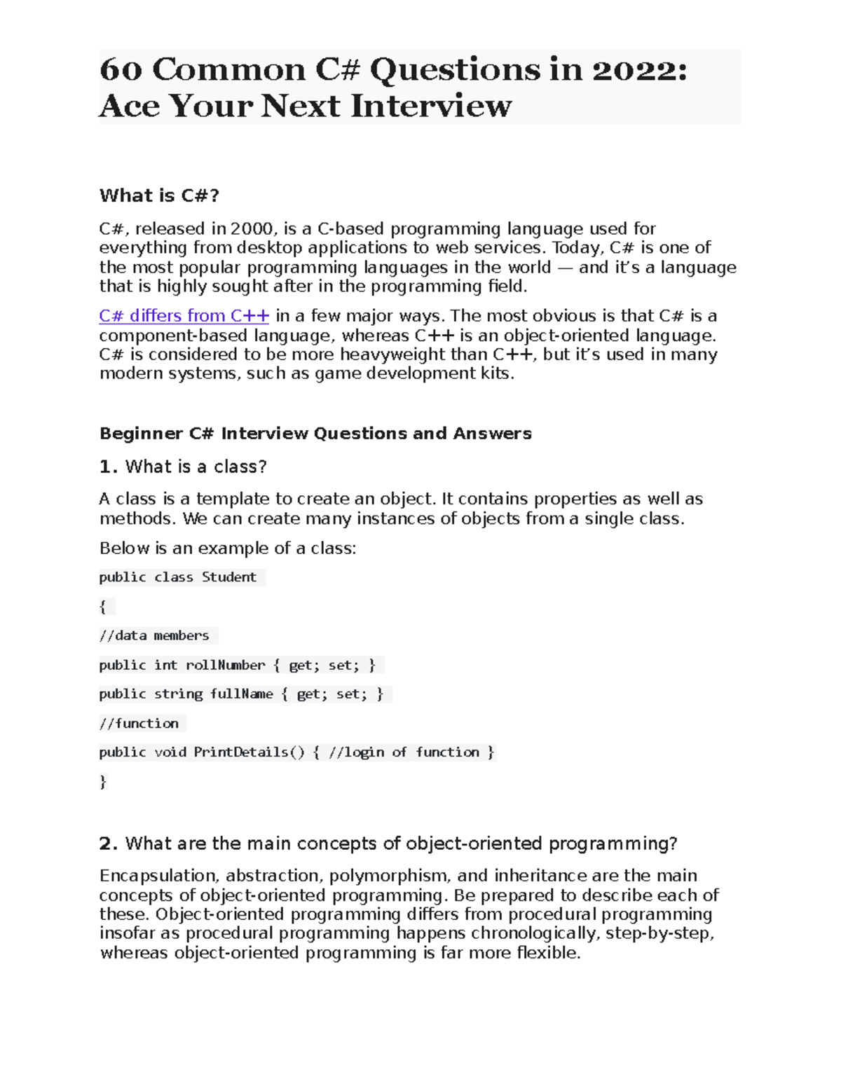 C# questions and answers - Ace Your Next Interview What is C#? C# ...