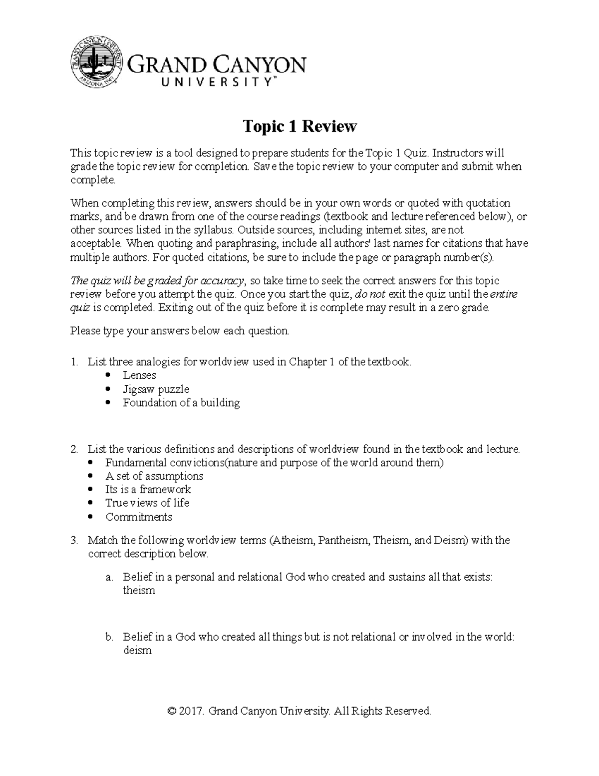 Cwv 101 rs t1review online - Topic 1 Review This topic review is a tool ...