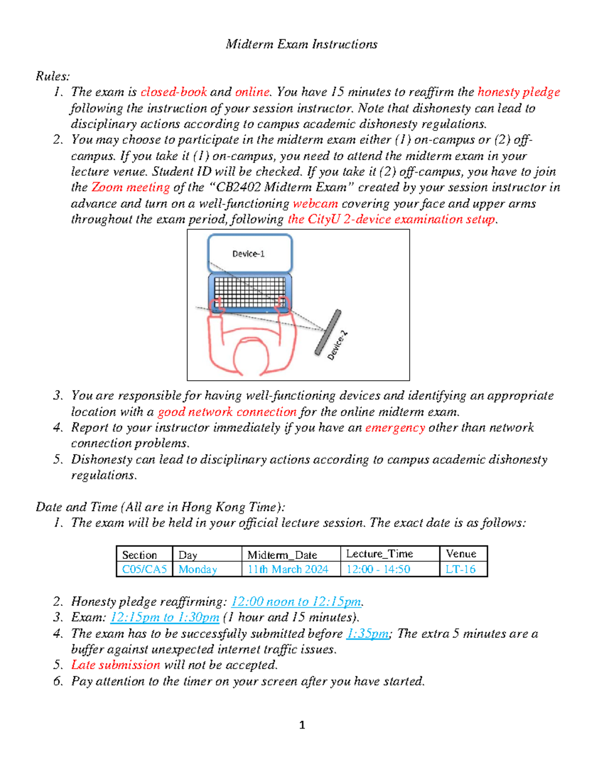 Midterm Announcement 23-24B C05-CA5 - 1 Midterm Exam Instructions Rules ...