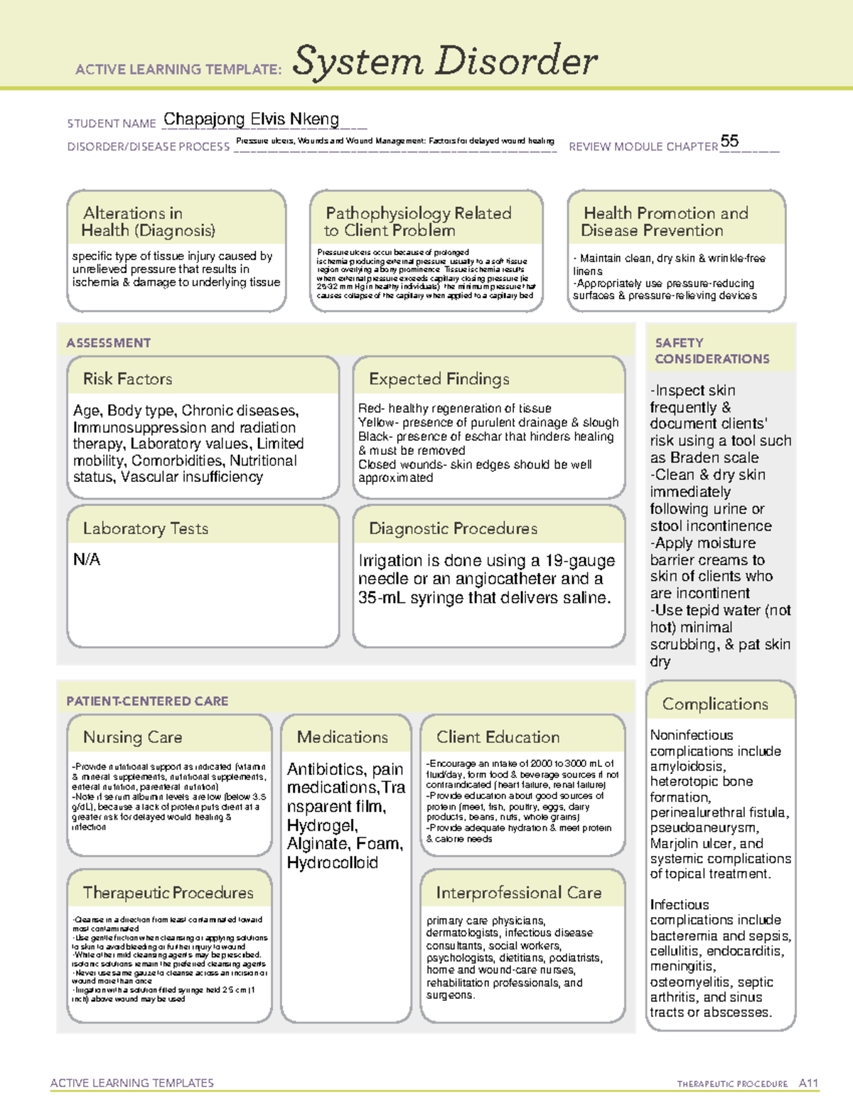 Sys Dis - notes - ACTIVE LEARNING TEMPLATES TherapeuTic procedure A ...