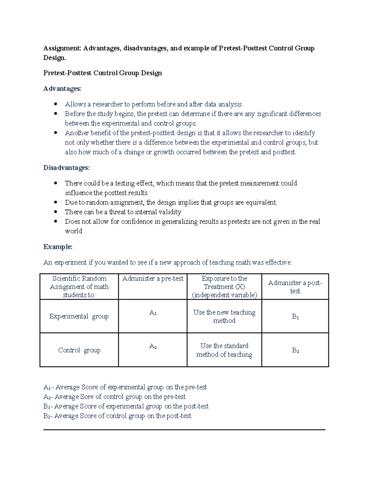 Advantages Disadvantages And Example Of Pretest Posttest Control 