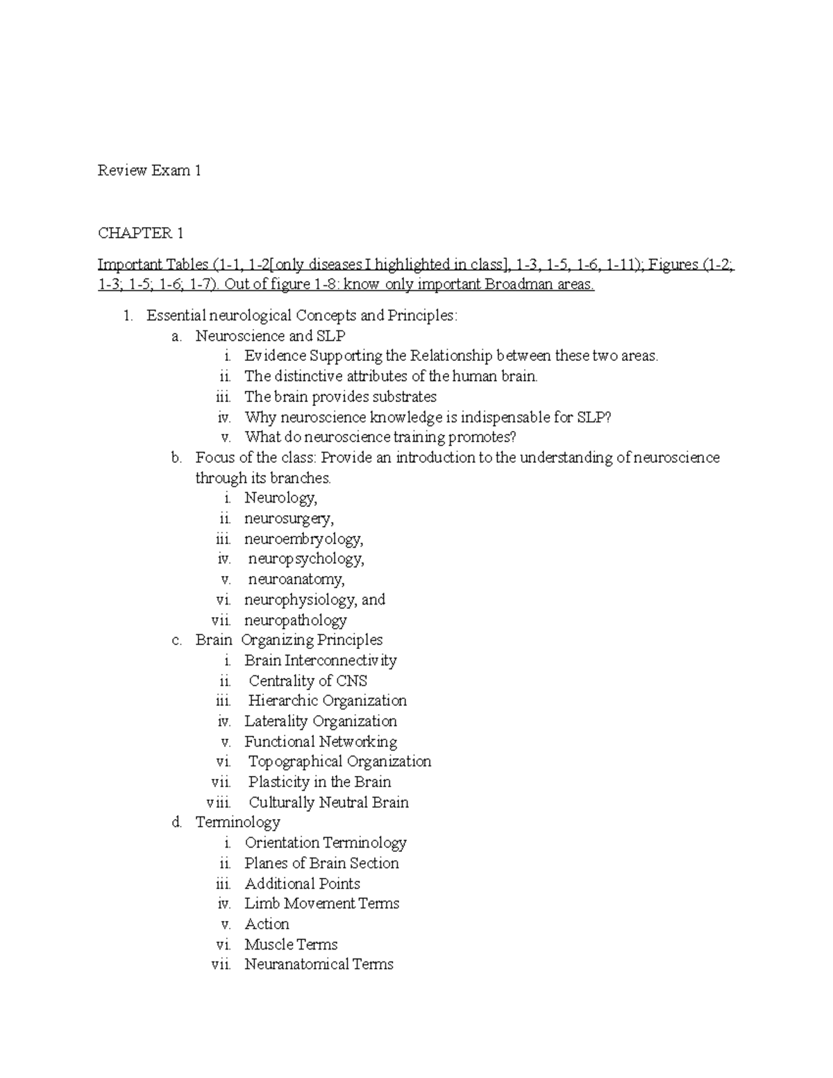 Review Exam 1 - Exam 1 - Review Exam 1 CHAPTER 1 Important Tables (1-1 ...