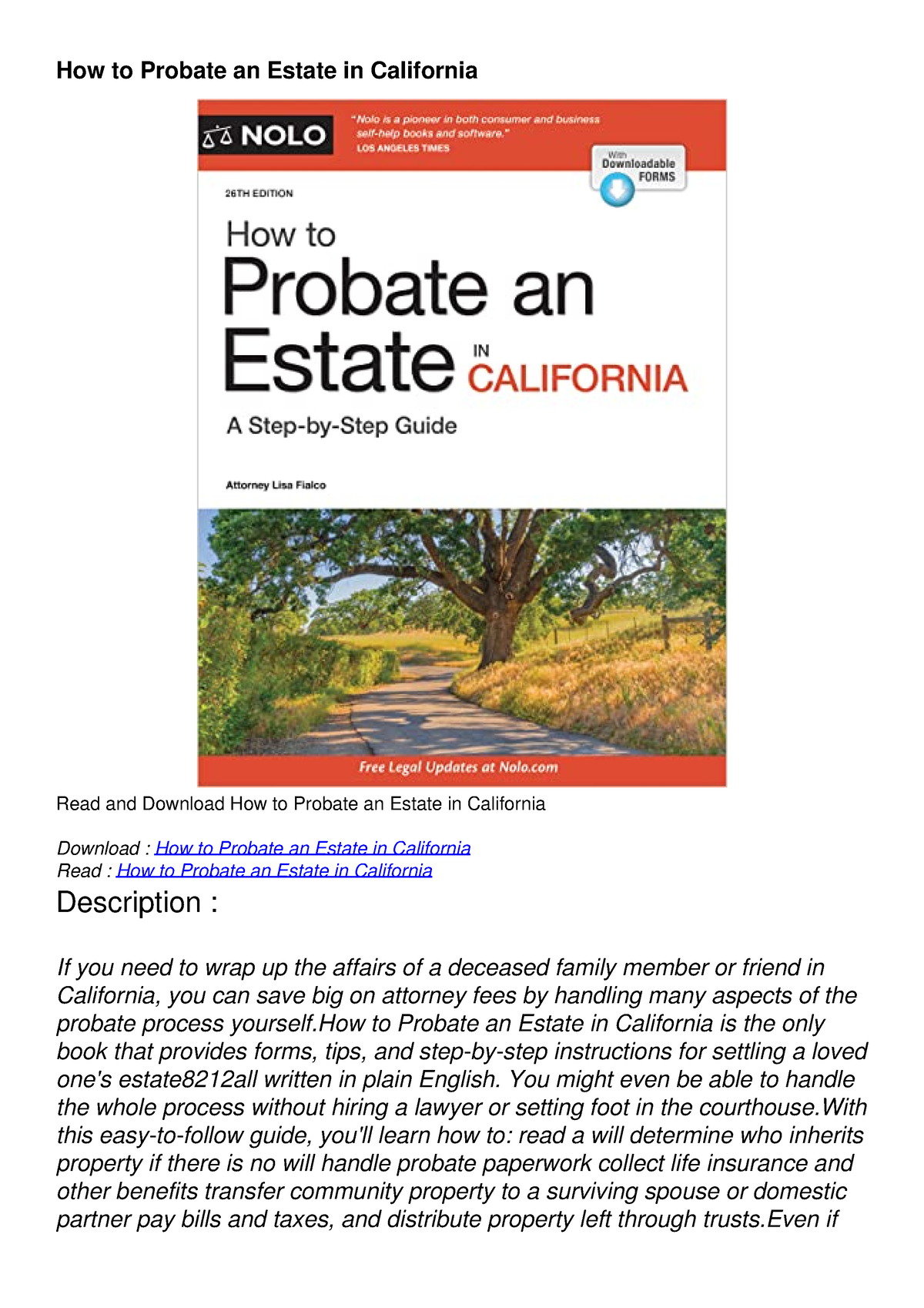 READ [PDF] How to Probate an Estate in California - How to Probate an ...