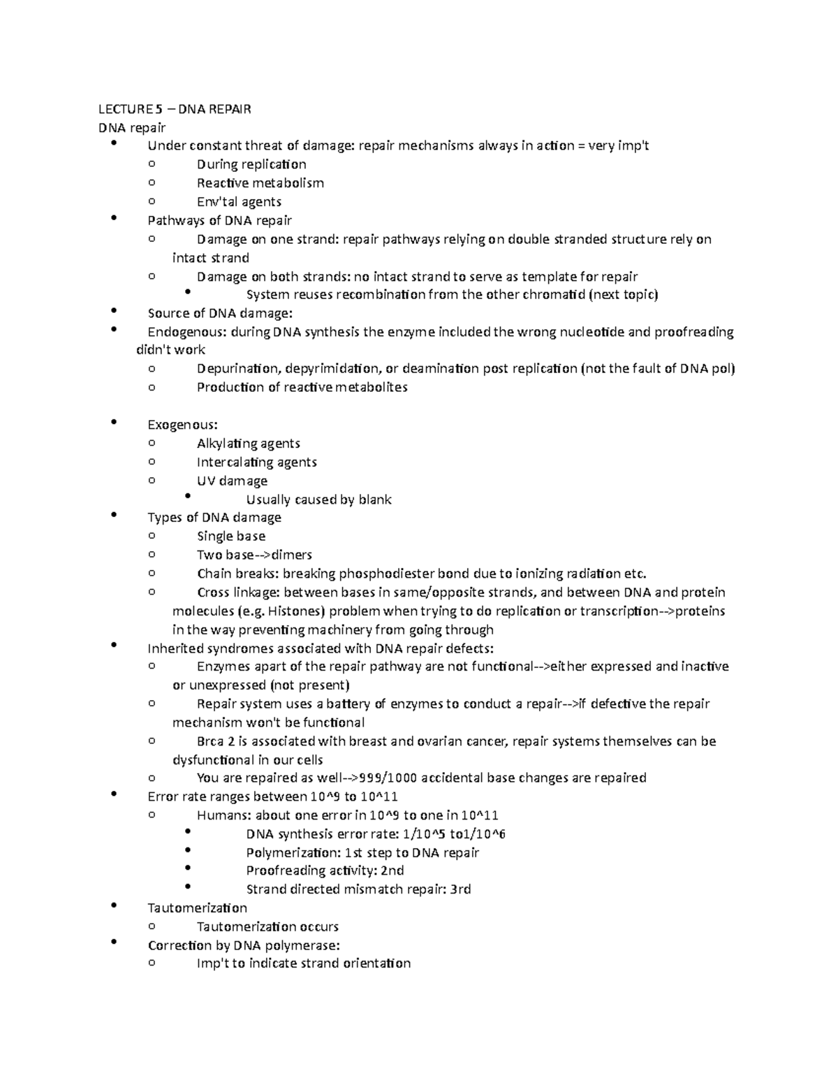 topic-5-dna-repair-lecture-notes-lecture-5-lecture-5-dna-repair