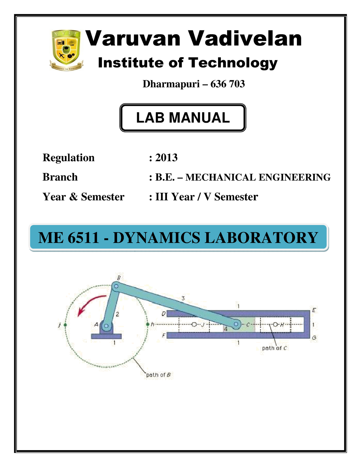 Dynamics Lab Manual