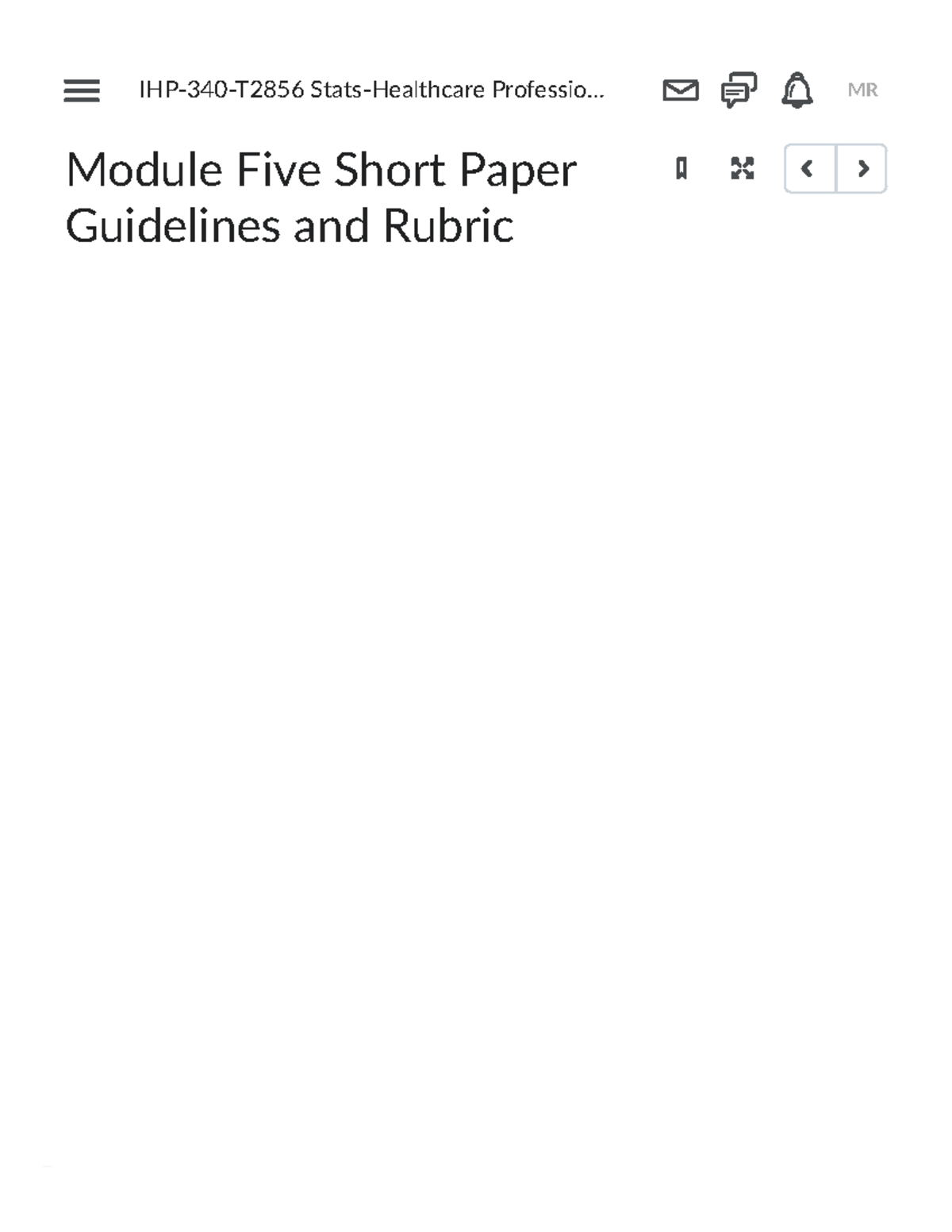 Module Five Short Paper Guidelines And Rubric - IHP-340-T2856 Stats ...