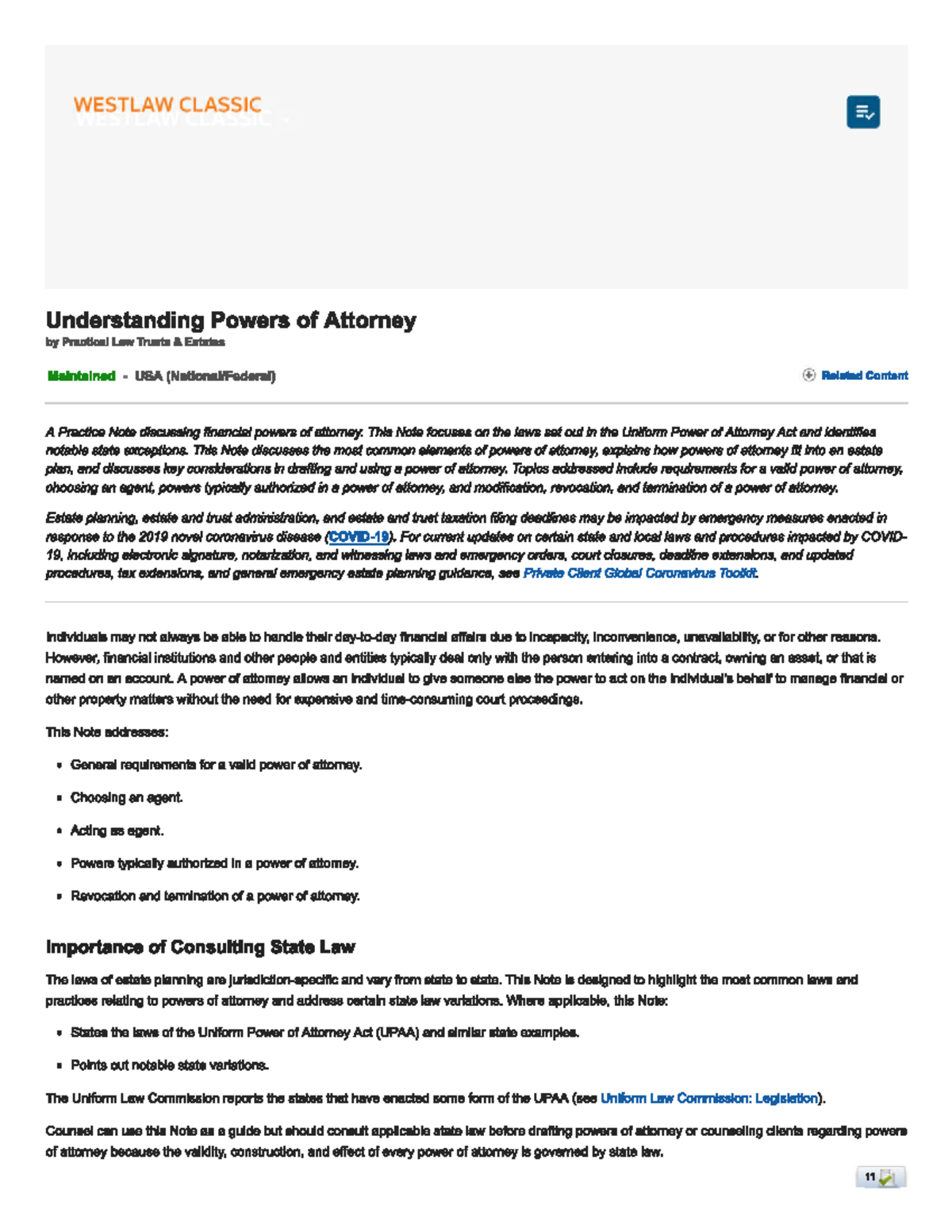 TR Westlaw Understanding Powers Of Attorney Practical Law - TIL 000 ...