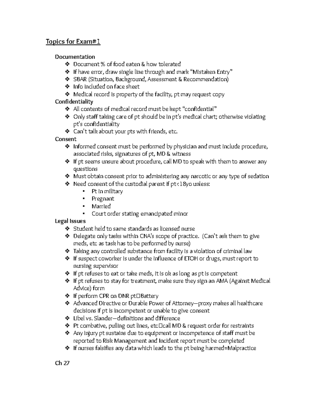 Mod#1 Exam Review-3 - Guide Lines - Topics For Exam# Documentation 