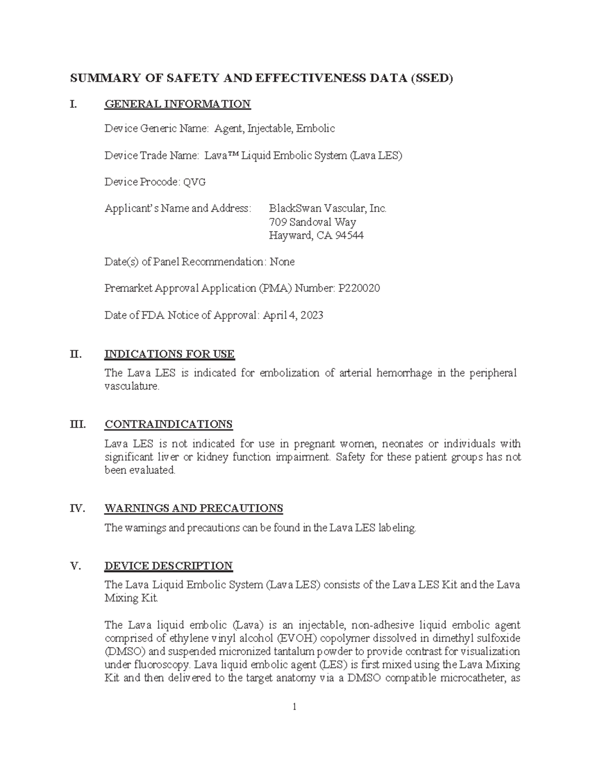 远大LAVA Pma - Test - SUMMARY OF SAFETY AND EFFECTIVENESS DATA (SSED) I ...