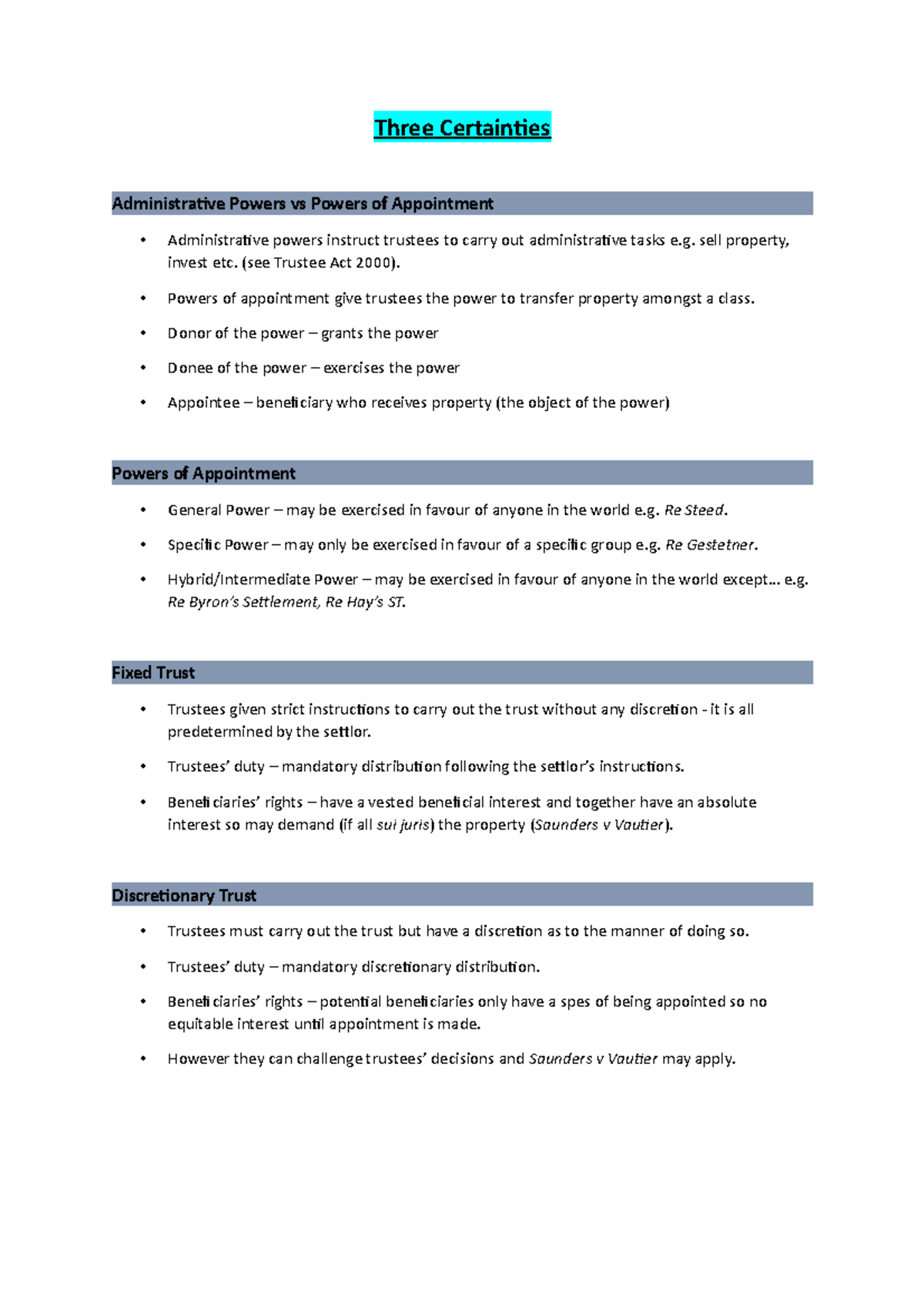 Three certainties - Three Certainties Administrative Powers vs Powers ...