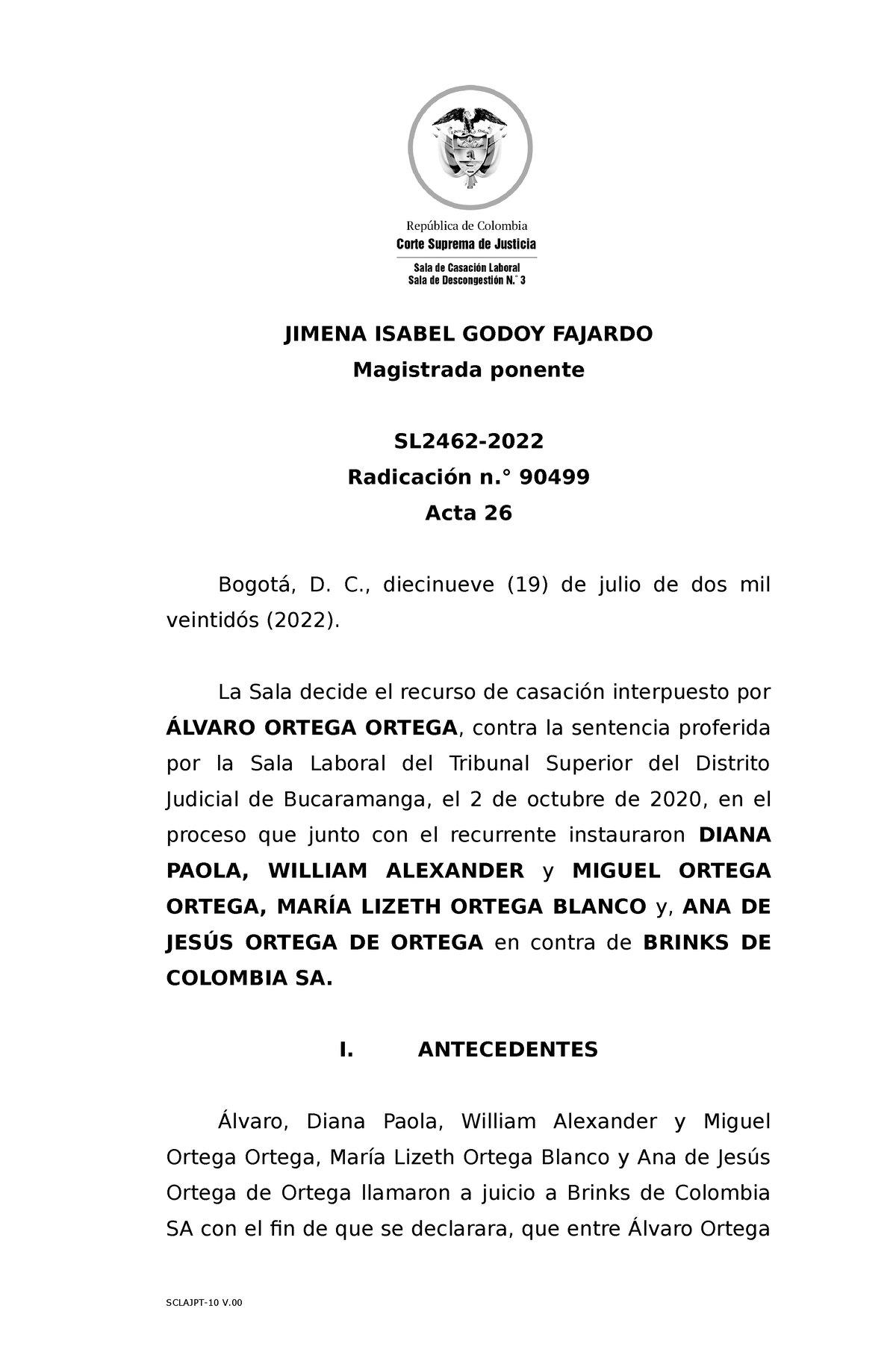 SL2462-2022 - Sentencia Expedida Por La Sala Laboral De La Corte ...