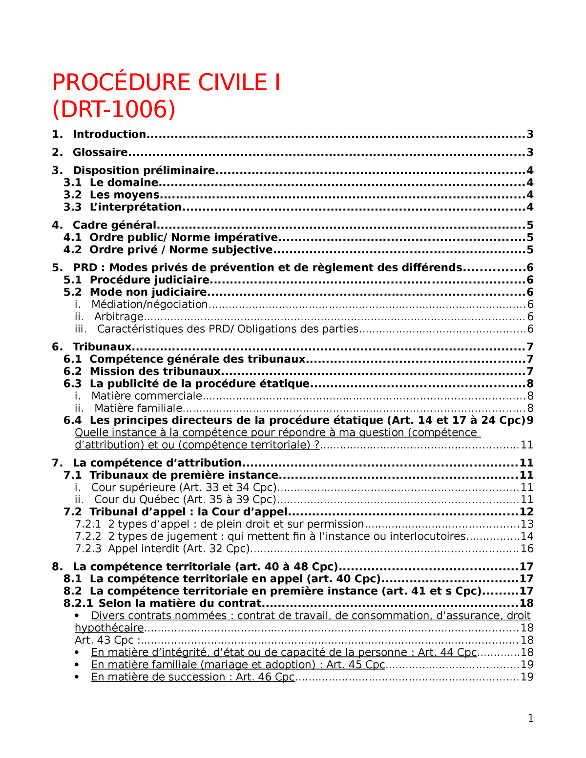 Procedure I Partie 1 Ndc Procedure Civile I 1 Studocu