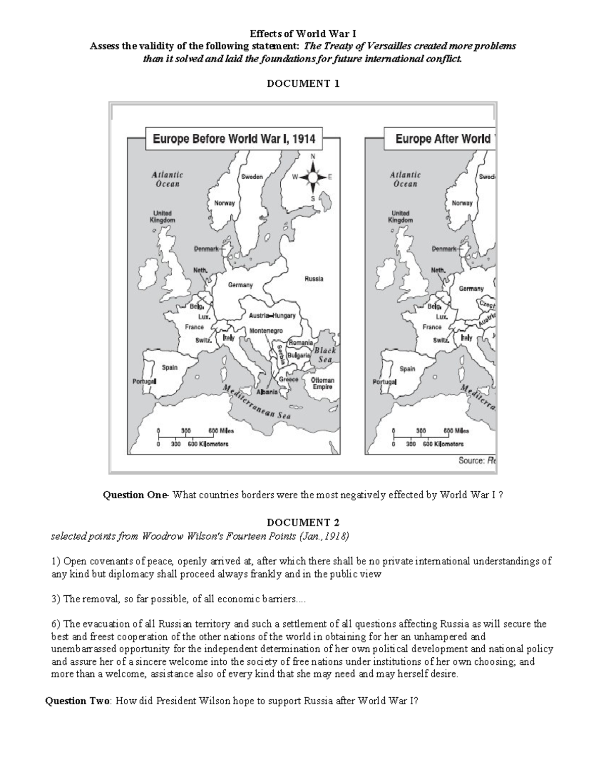 DBQ- Effects of WWI - For help - Effects of World War I Assess the ...