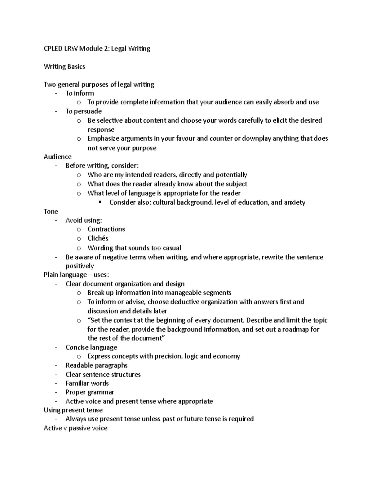 cpled legal research and writing course