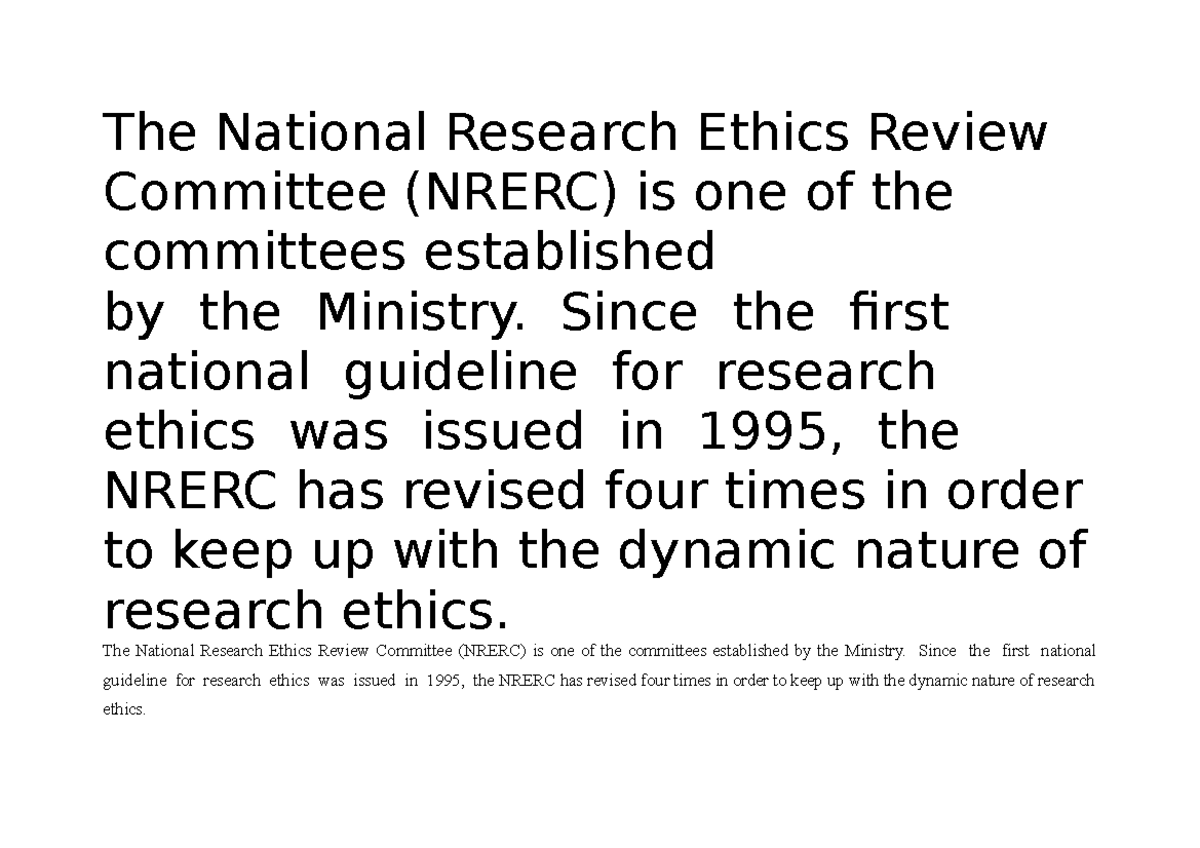 national research ethics committee bill