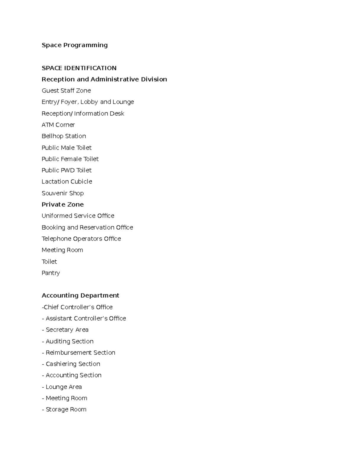 Space Programming (cruise hub) - Space Programming SPACE IDENTIFICATION ...