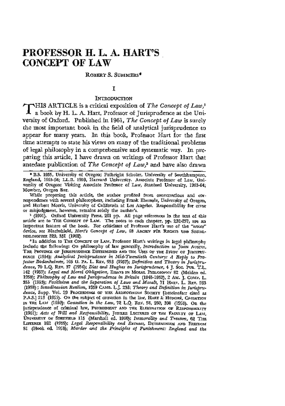 62552269 Hart Theory Of Law PROFESSOR H. L. A. HART'S CONCEPT OF