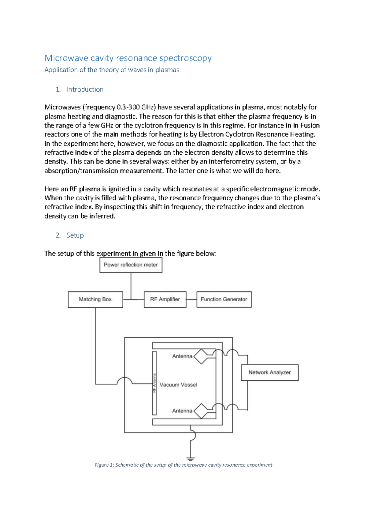 Microwave cavity resonance spectroscopy Microwave cavity resonance
