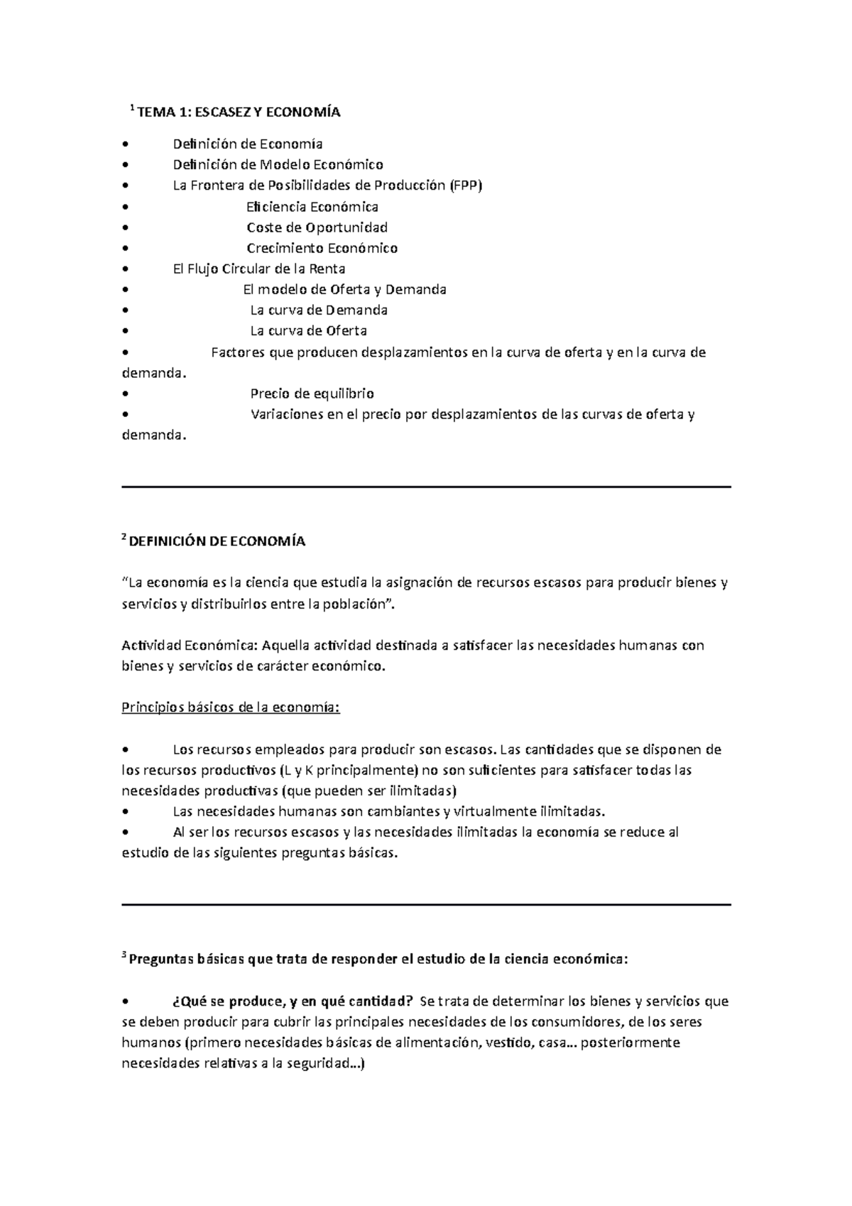 Microec TEMA 1 - Pdf Convertido - 1 TEMA 1: ESCASEZ Y ECONOMÍA ...