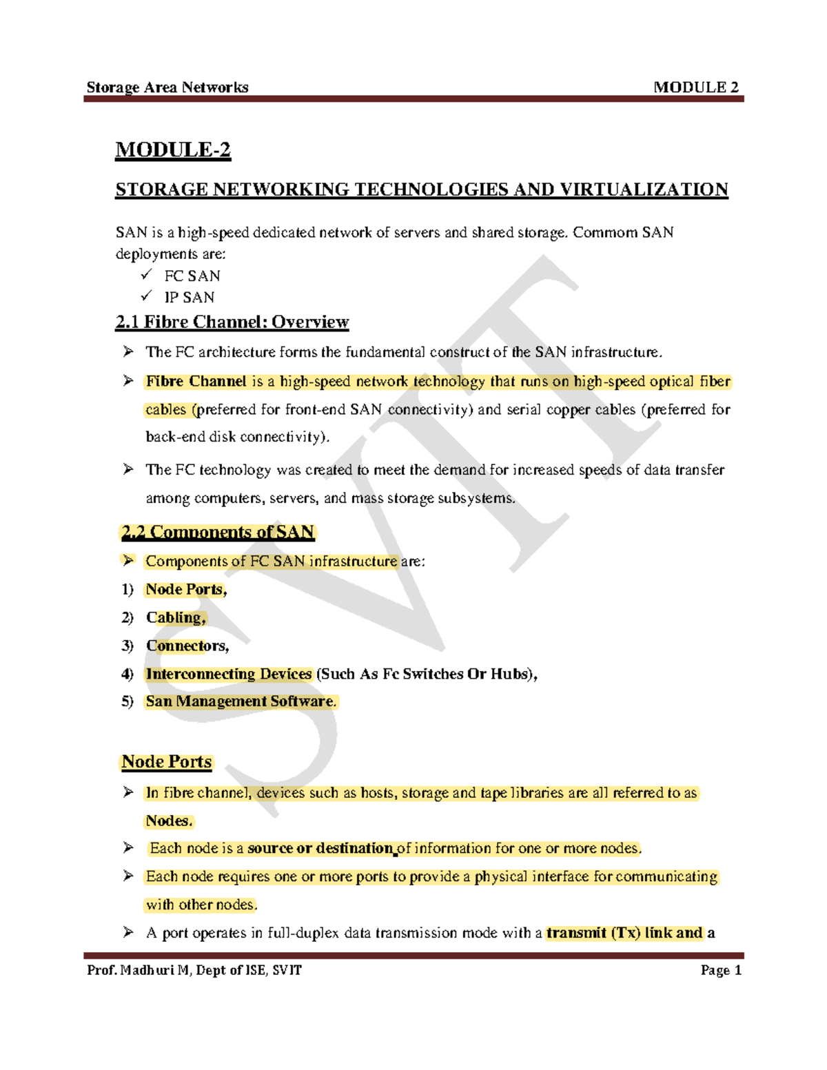 SAN module 2 - SAN MOD 2 - MODULE- STORAGE NETWORKING TECHNOLOGIES AND ...