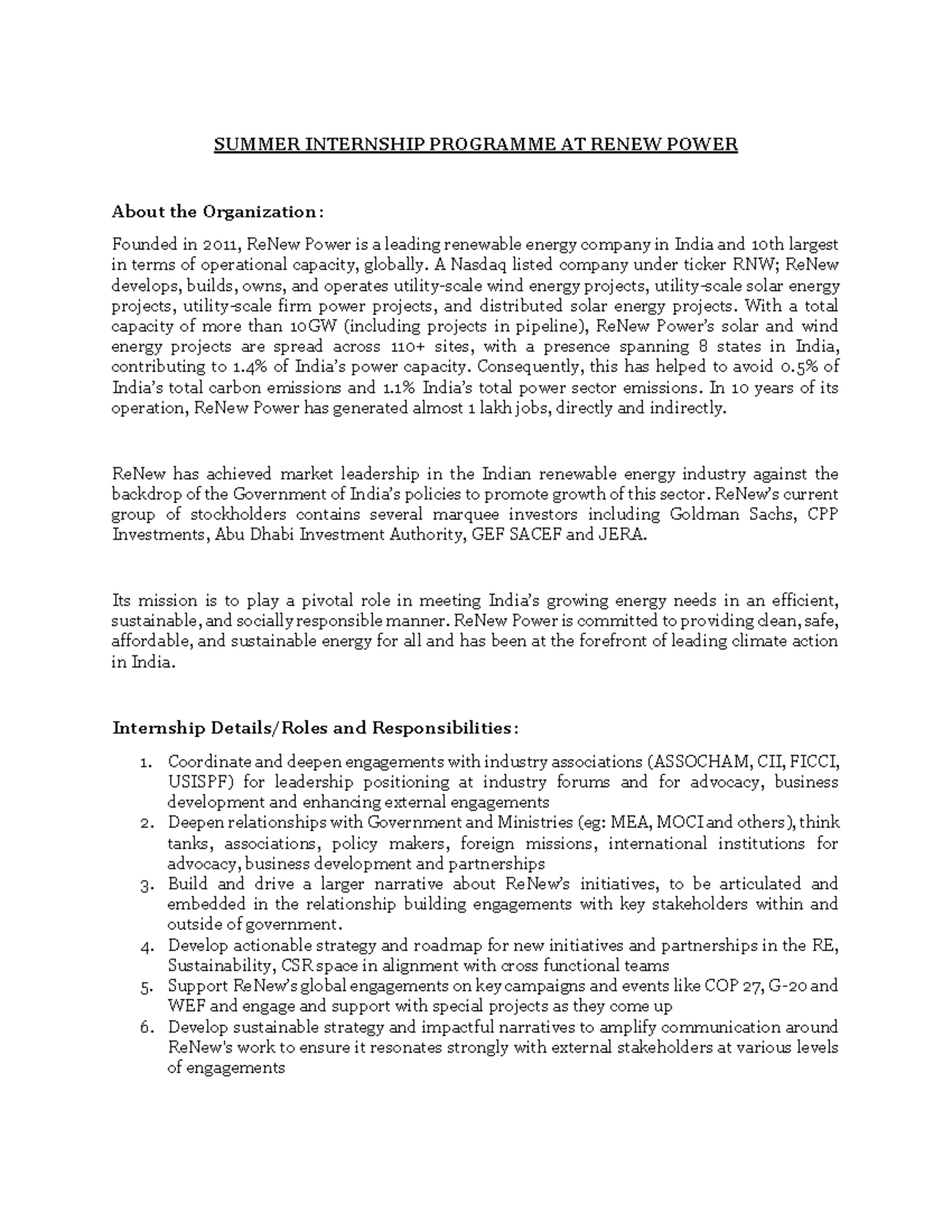 Ashoka U Internship Re New External Comms JD SUMMER INTERNSHIP