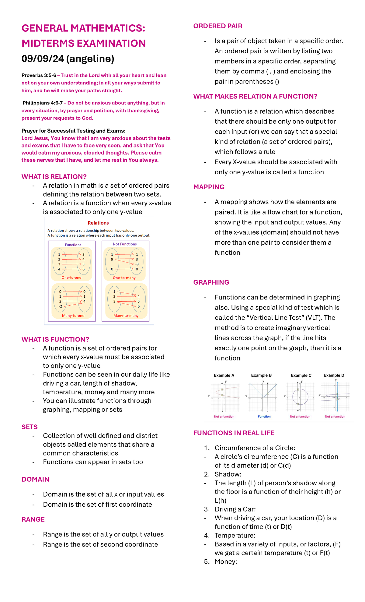 Angel gen math - reviewer - GENERAL MATHEMATICS: MIDTERMS EXAMINATION ...