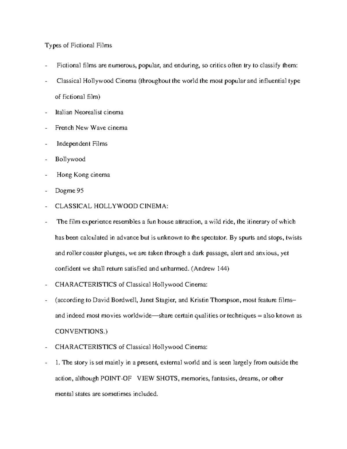 Eng 281 chapter 7 types of fictional films - Types of Fictional Films ...