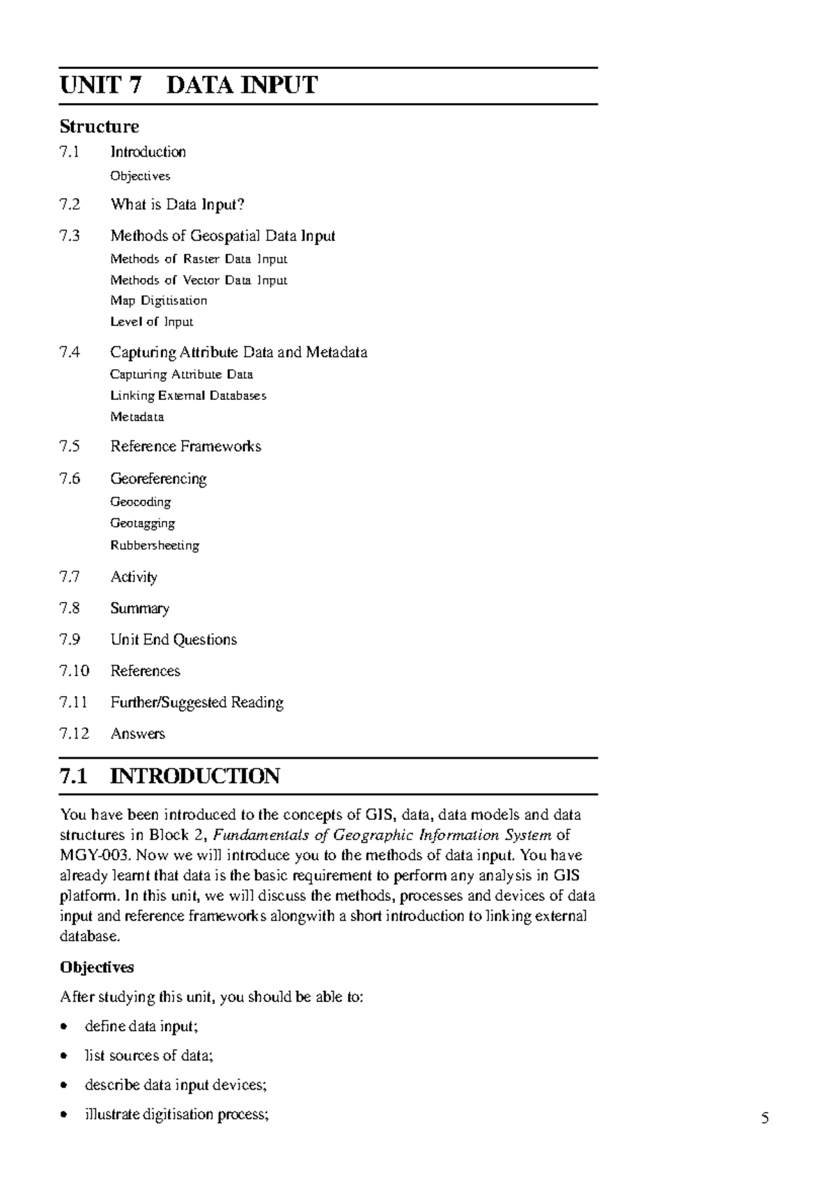 Unit-7 - Data Input UNIT 7 DATA INPUT Structure 7 Introduction ...