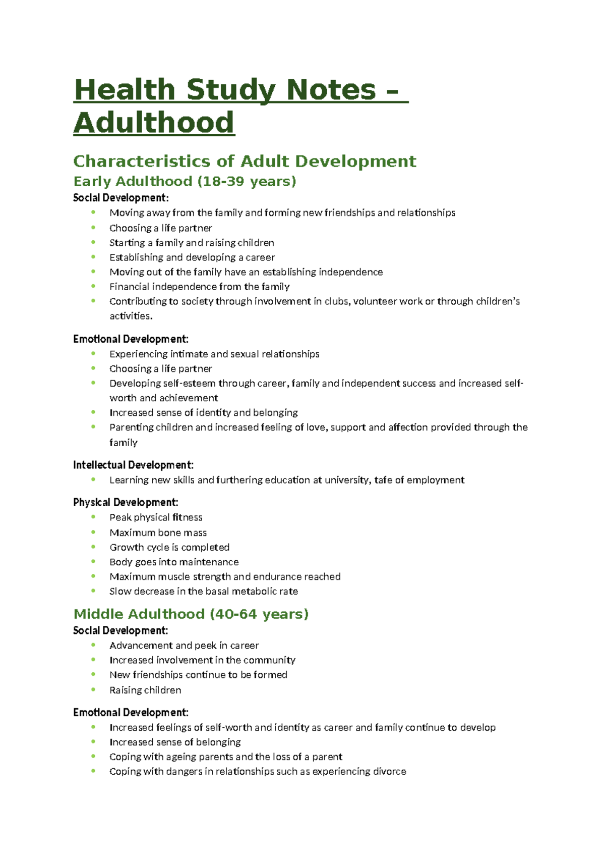 219Health Study Notes - Short summary of topic - Health Study Notes ...
