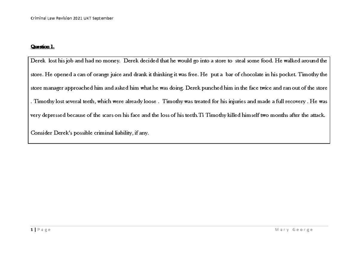 2UKTRevision 2Con Man - revision notes - Question 1. Derek lost his job ...