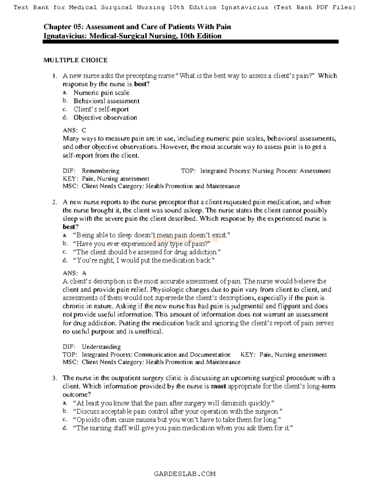 n/a These are for nursing, and student test banks. - G R A D E S L A B ...