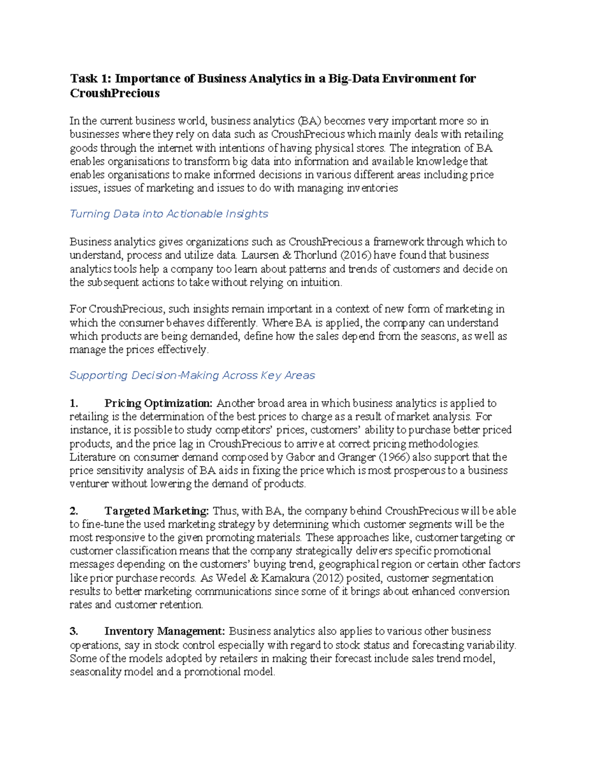 Financial Project final - Task 1: Importance of Business Analytics in a ...