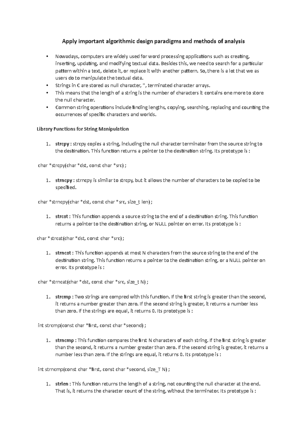 Apply important algorithmic design paradigms and methods of analysis ...