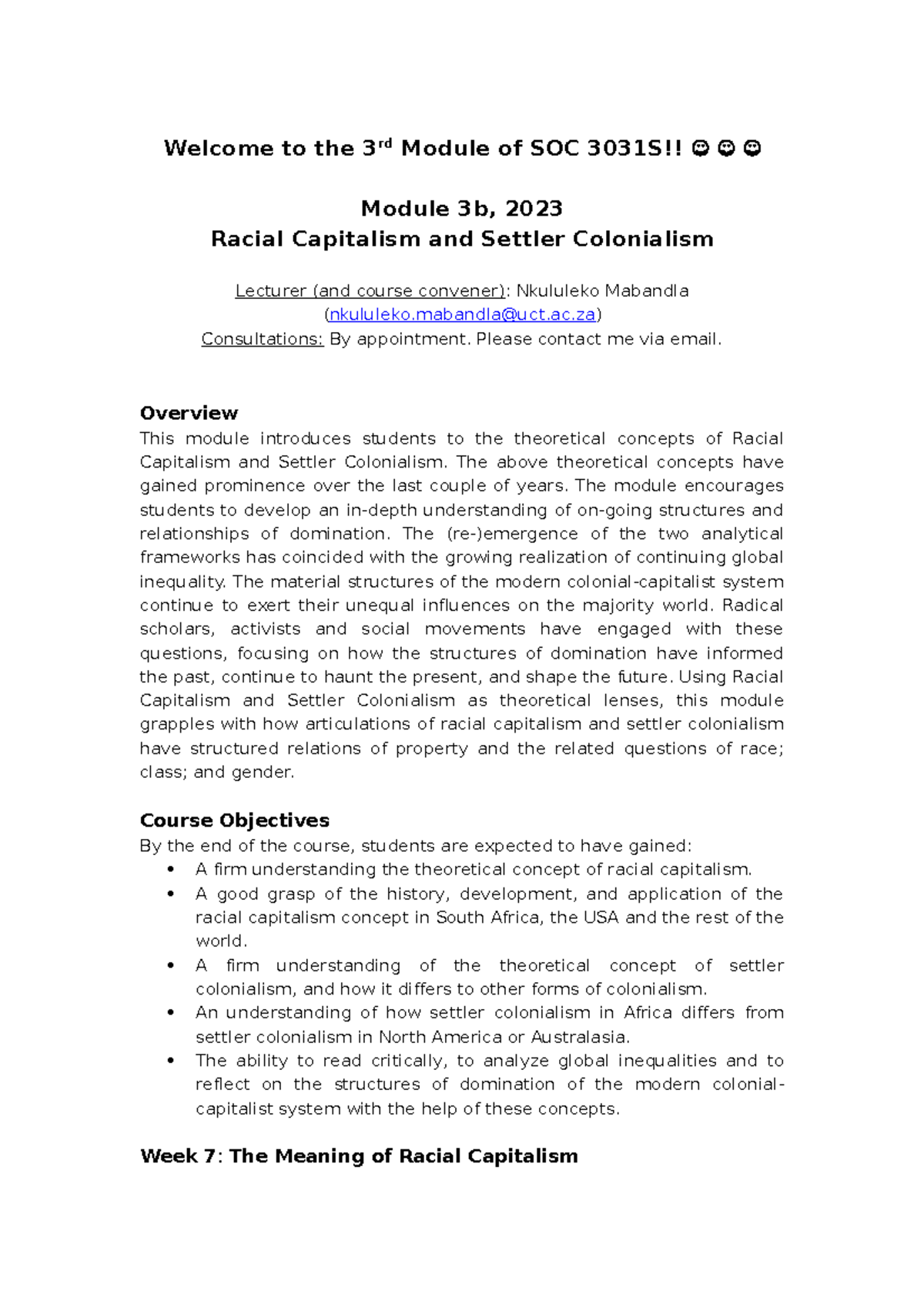 SOC3031S+ Module+3b+2023+Outline - Welcome to the 3rd Module of SOC ...