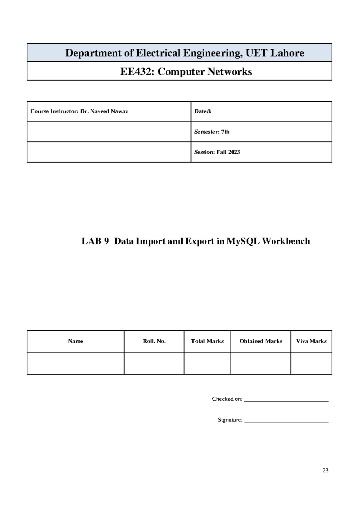 EE CN Lab Munual v2-99-102 - Department of Electrical Engineering, UET ...