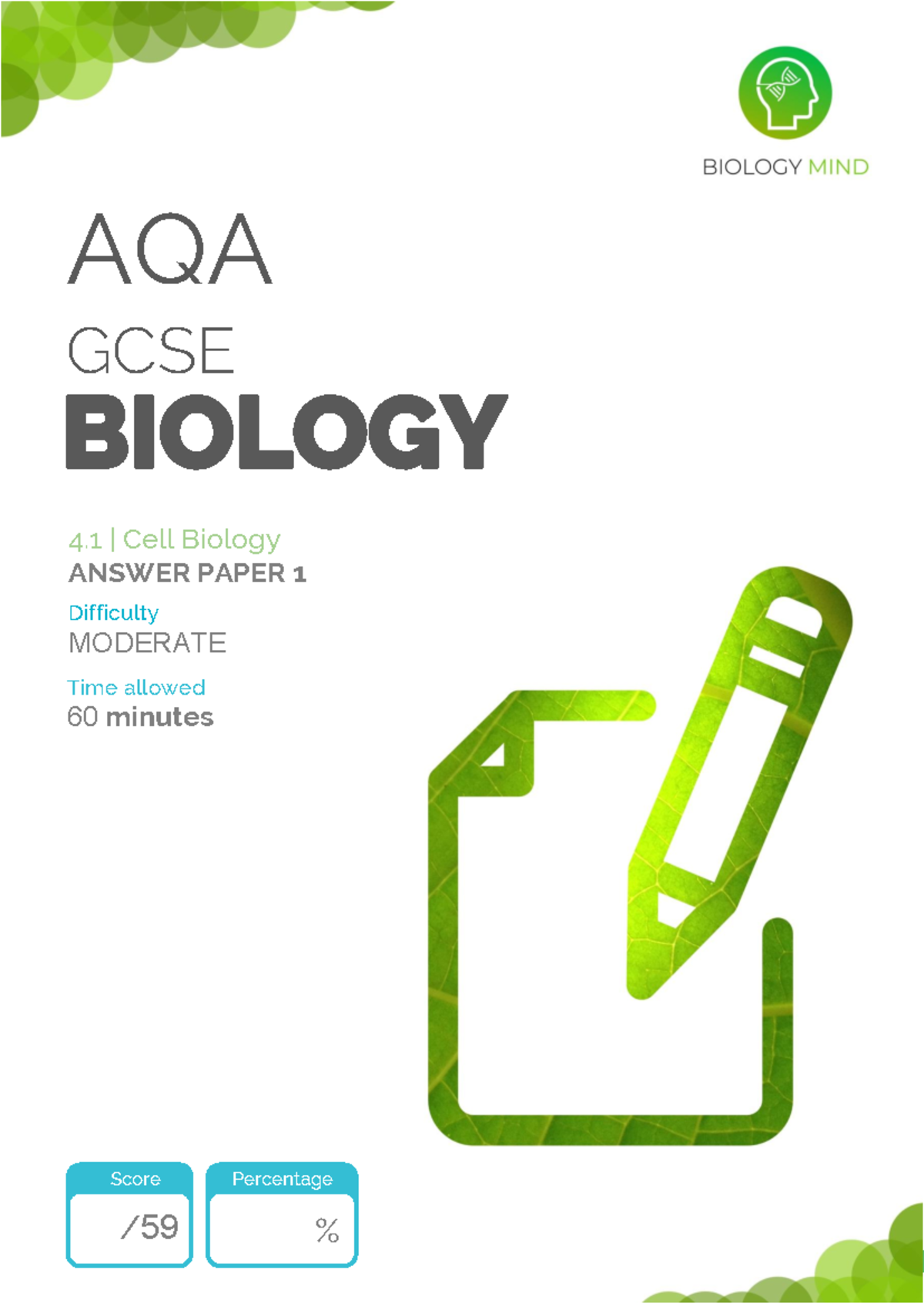 1.1 Cell Structure (Hard) MS - 4 | CELL BIOLOGY | ANSWER PAPER 1 1 ...